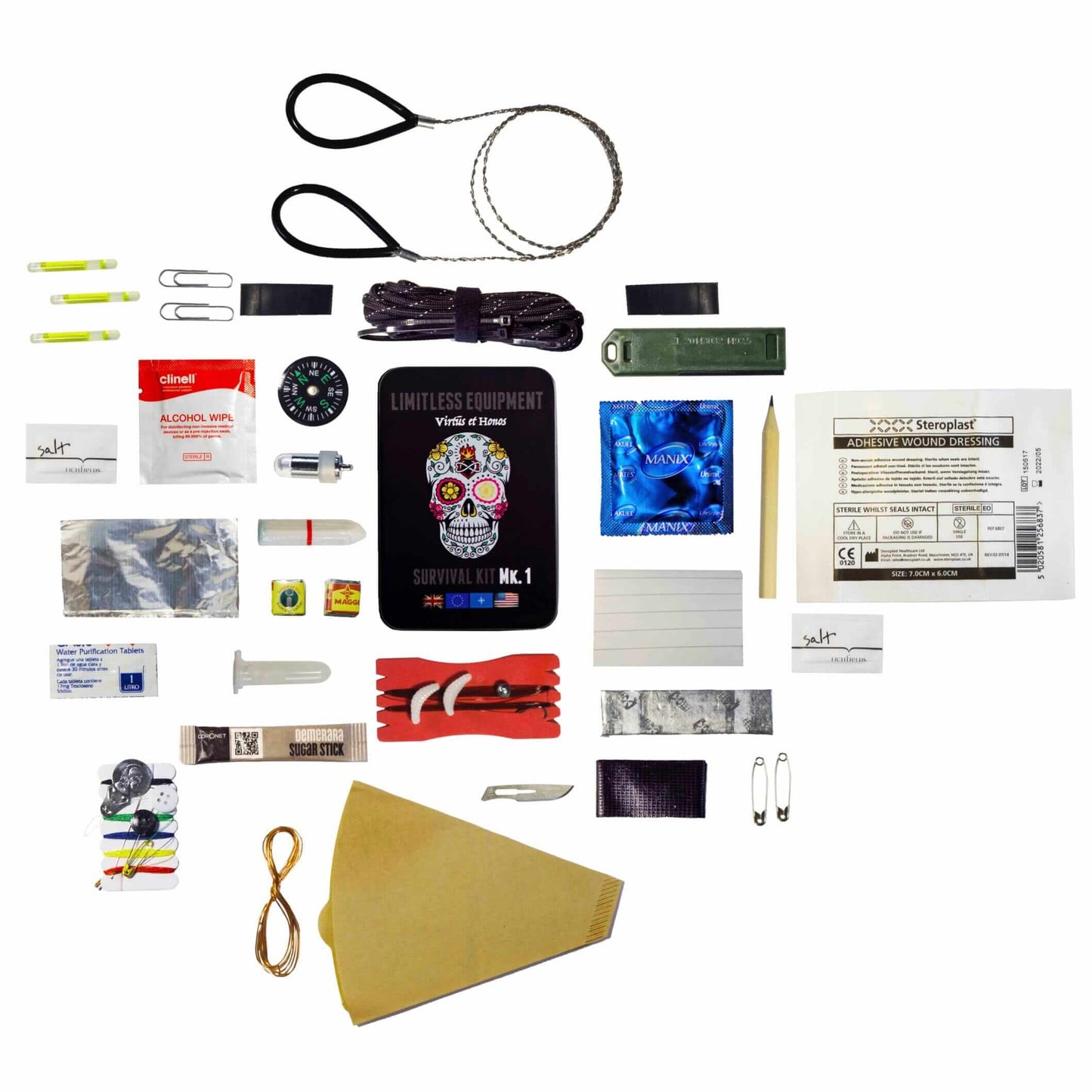 Limitless Equipment MARK 1 Pro Survival Kit: UK MADE, pocket size, pro level contents. 40+ items - Limitless Equipment